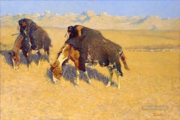 Indiens Simulant Buffalo Peinture à l'huile